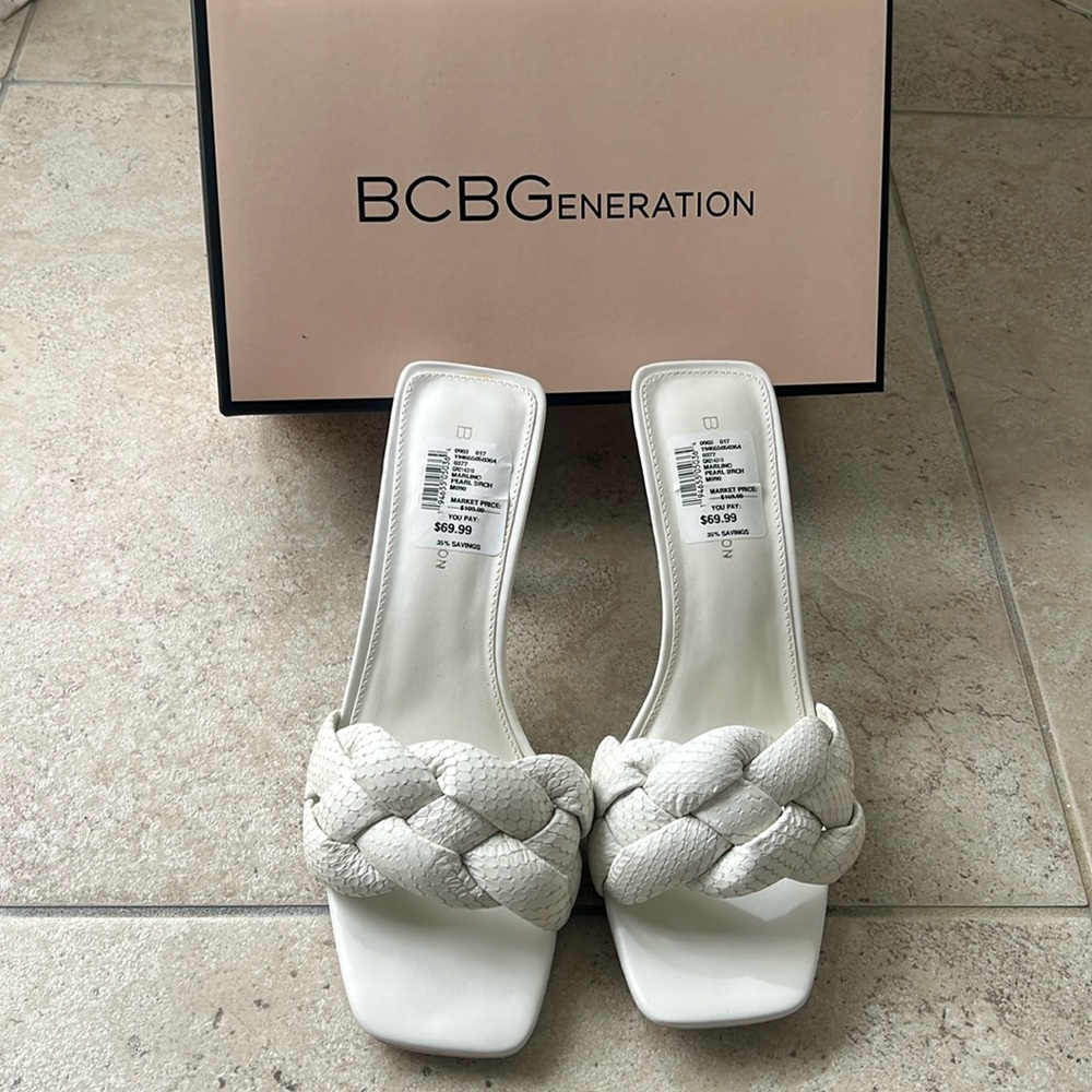 BCBG heeled mules